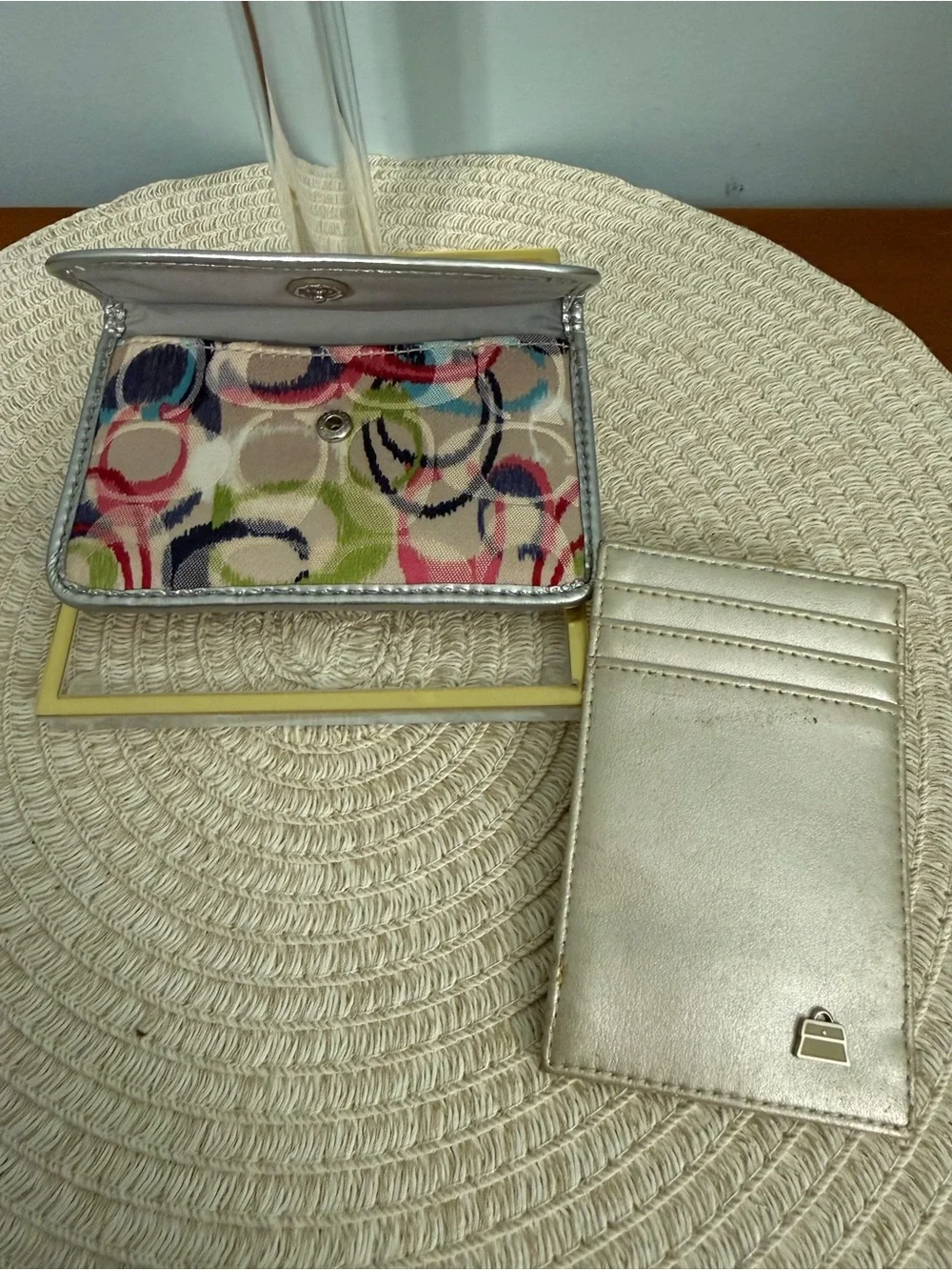 Coach Multicolor Signature Pop Ring Canvas Wristlet with Silver Trim